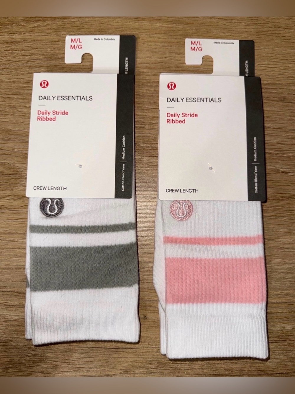 NWT LULULEMON Daily Stride Ribbed Daily Essential Socks. Bundle of 2. Size M/L.